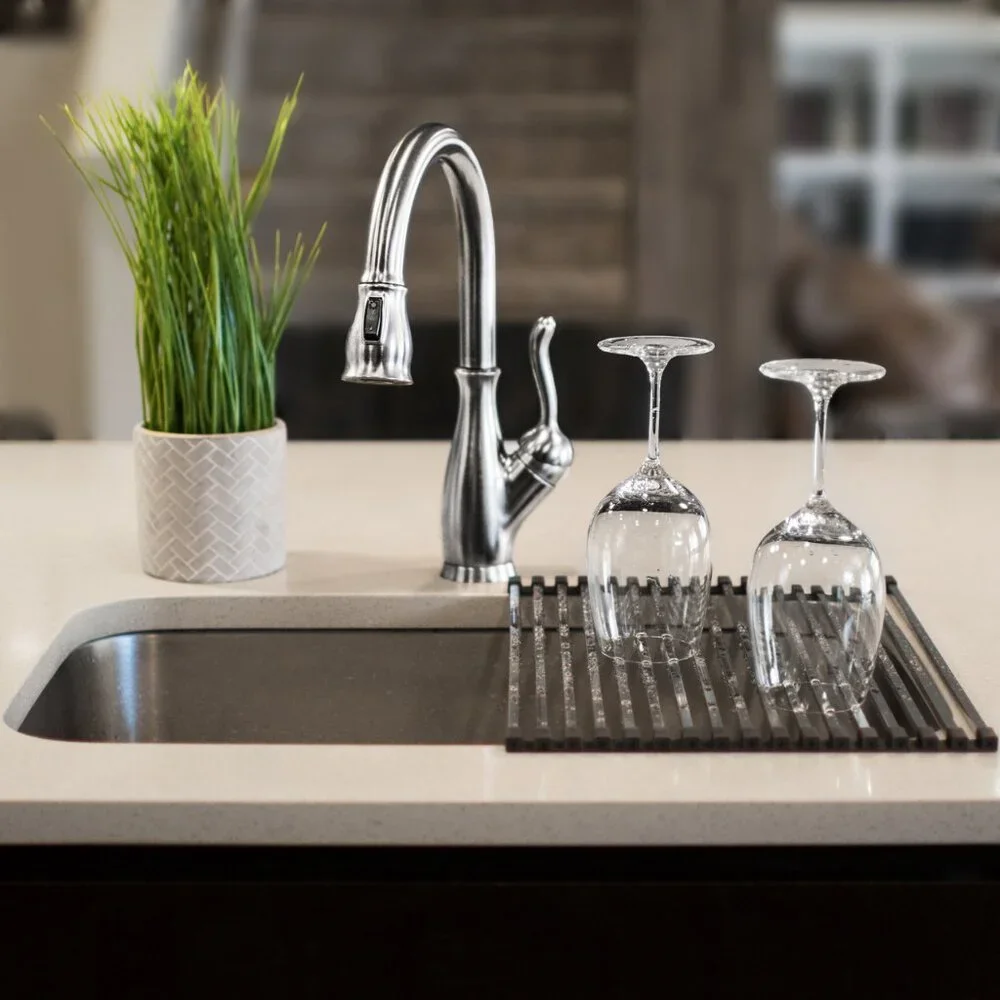 NEW Ticor Stainless Steel Square-Tube Roll-Up Over-The-Sink Drying Rack 19